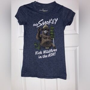 Smokey Bear Blue Graphic T-Shirt women size small